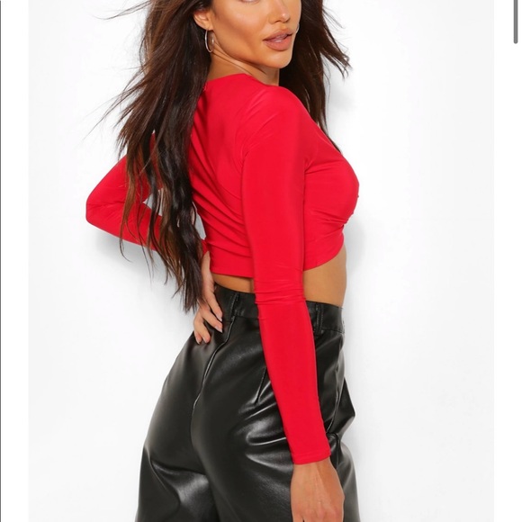 Boohoo Slinky Twist Detail Crop Top - Picture 2 of 2
